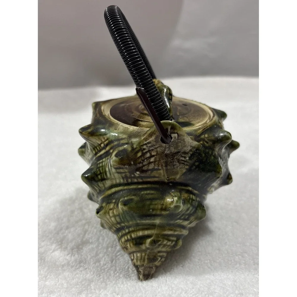 Vintage Japan Majolica Florida Green Conch Shell Teapot Small